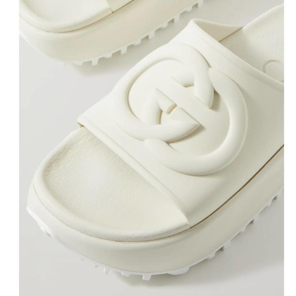 GUCCI Miami GG logo rubber platform slides sandals - Picture 5 of 9